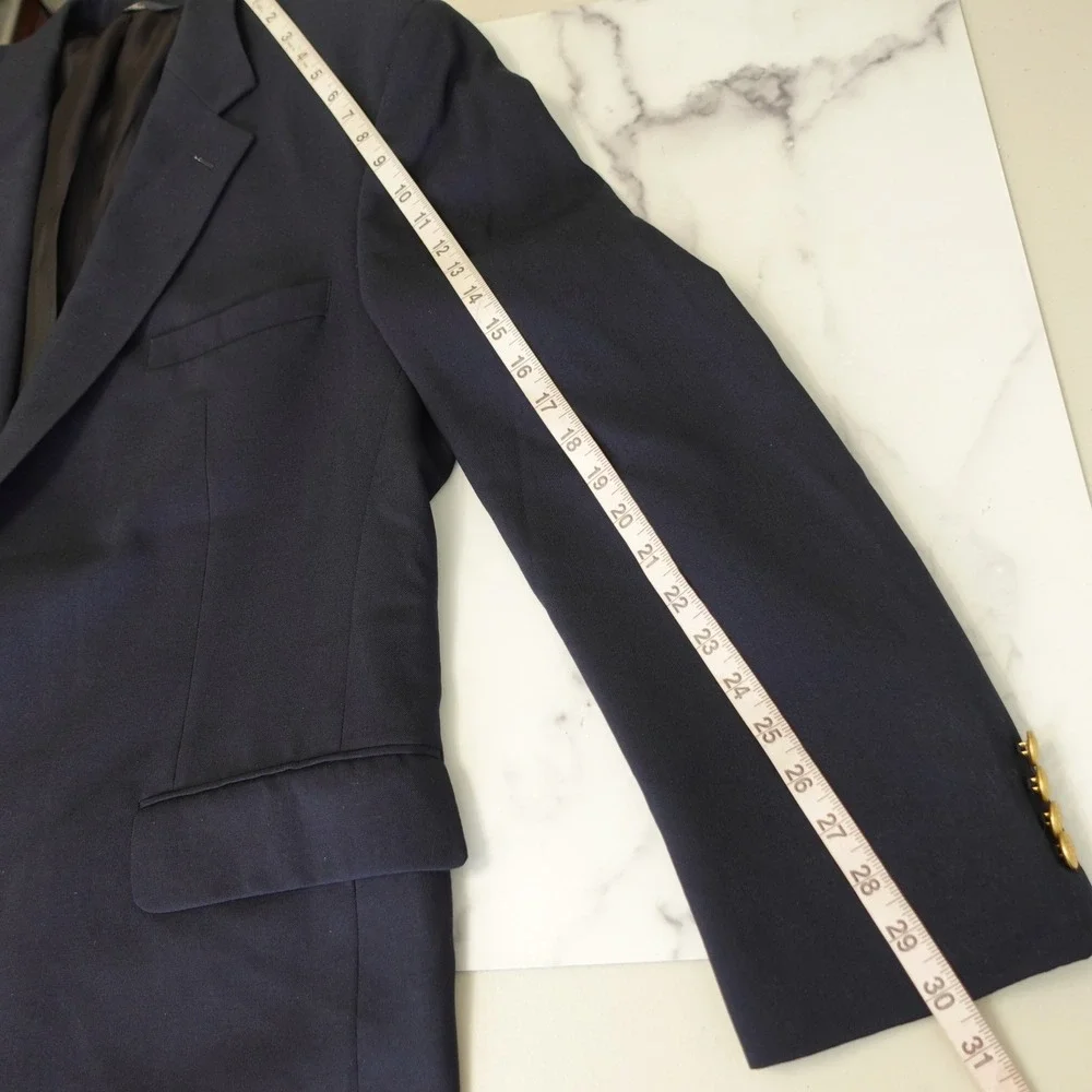 Brooks Brothers Blazer Mens 44R‎ Navy Blue 346 Worsted Wool Gold Buttons Jacket
